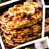 Pilha de panquecas com banana