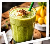 Vitamina verde em copo